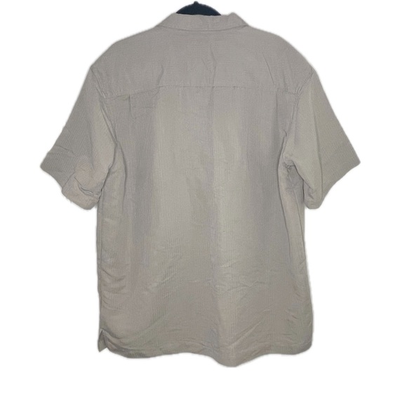 Men’s Anchor Blue Short Sleeve Beige Taupe Shirt - Picture 3 of 4